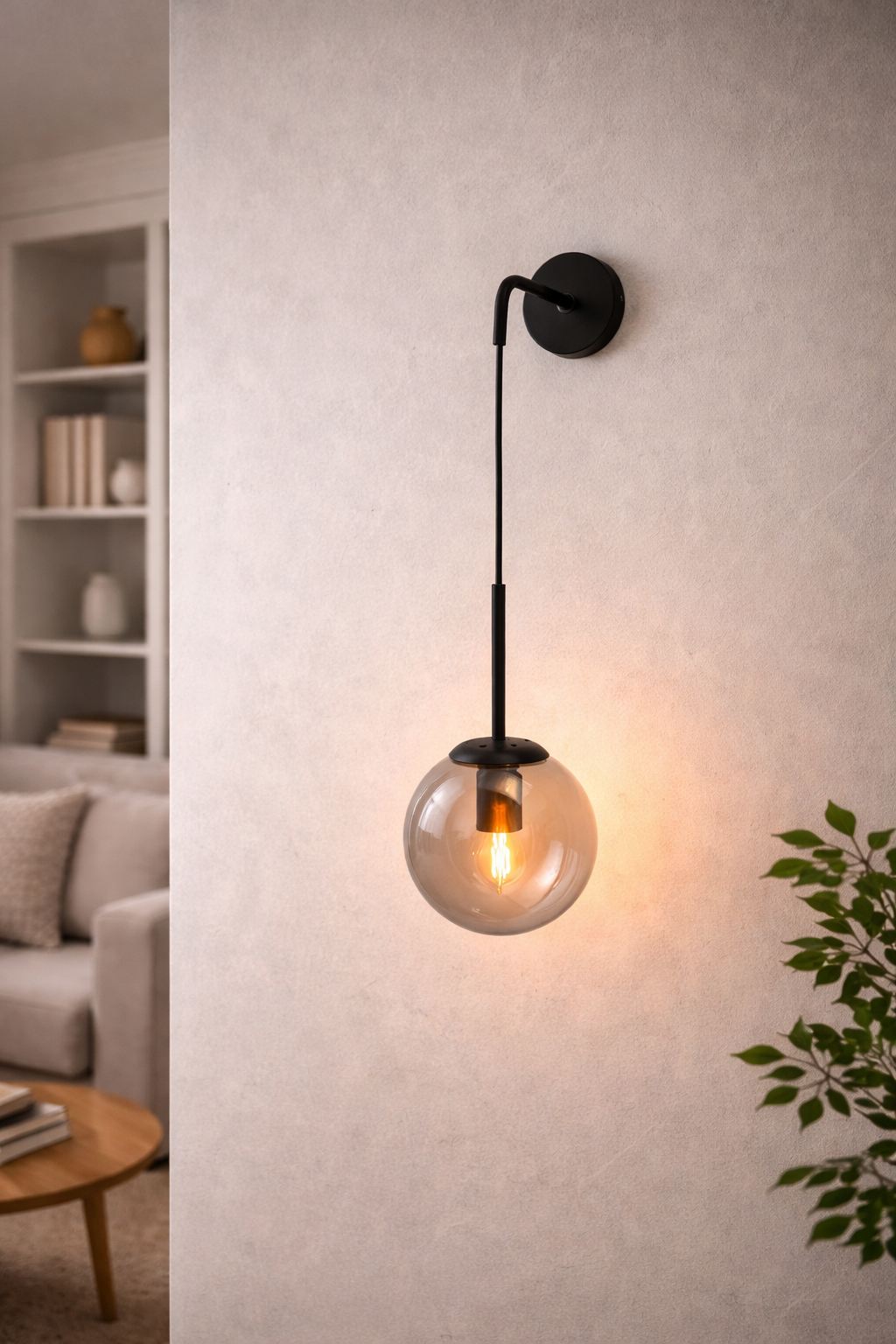 Nordic Glass Ball Wall Sconce LED Bedside Living Room Corridor Stair Light