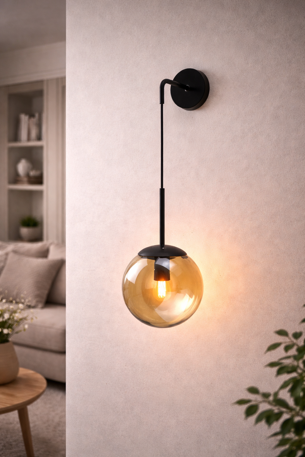 Nordic Glass Ball Wall Sconce LED Bedside Living Room Corridor Stair Light