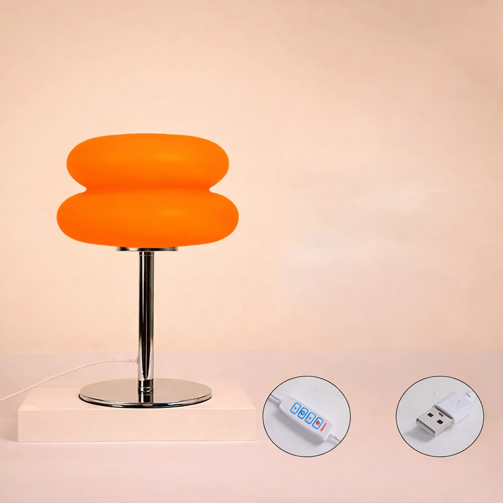 Creamy Style Bedside Table Lamp USB Plug 3 Color Dimmable Living Room Light