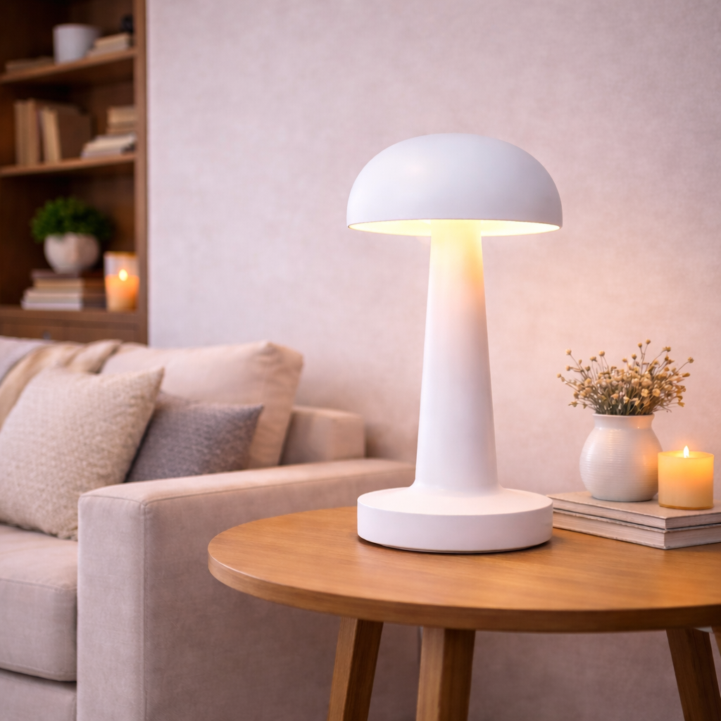 Retro LED Mushroom Table Lamp USB Rechargeable Dimmable Bedside Desk Light