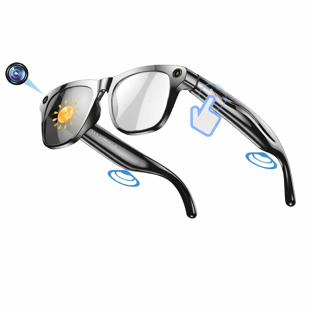 AI Smart Glasses Photochromic Camera Bluetooth Call Music Voice Assistant