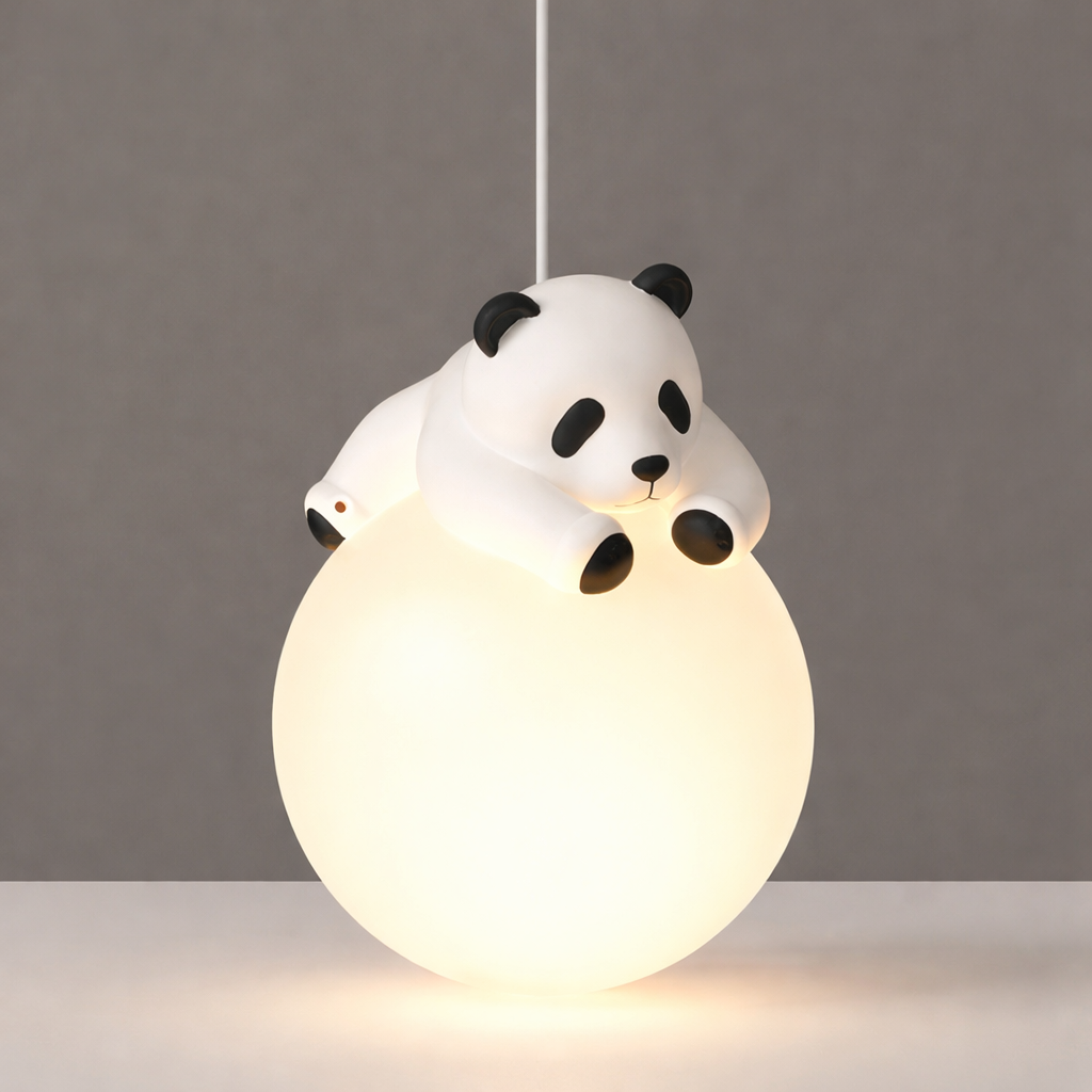 Resin Panda Pendant Light Modern Minimalist LED Lamp Kids Bedroom Ceiling Light