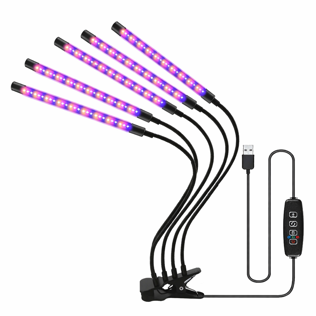 USB LED Grow Light Full Spectrum Clip Plant Lamp with Timer Control