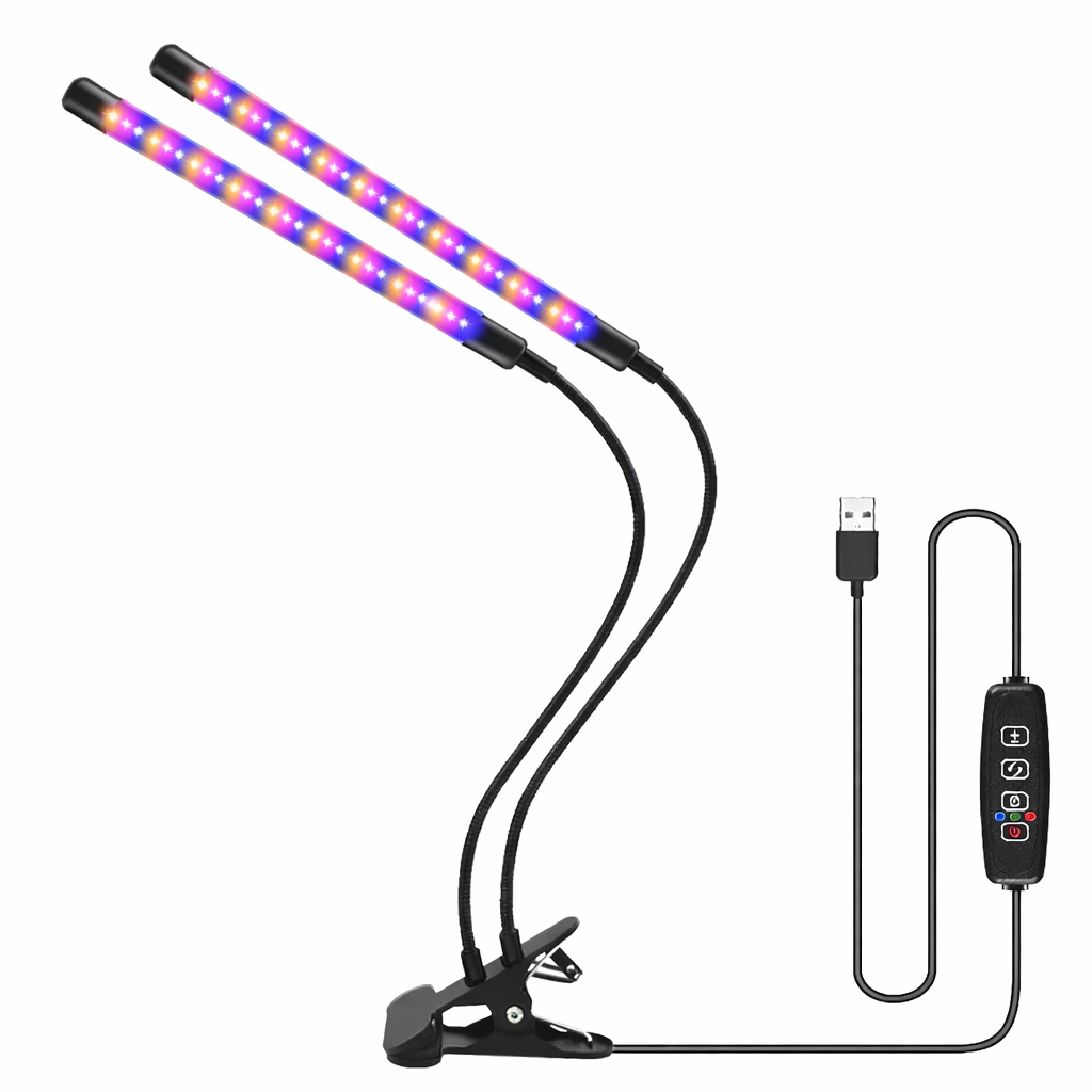 USB LED Grow Light Full Spectrum Clip Plant Lamp with Timer Control