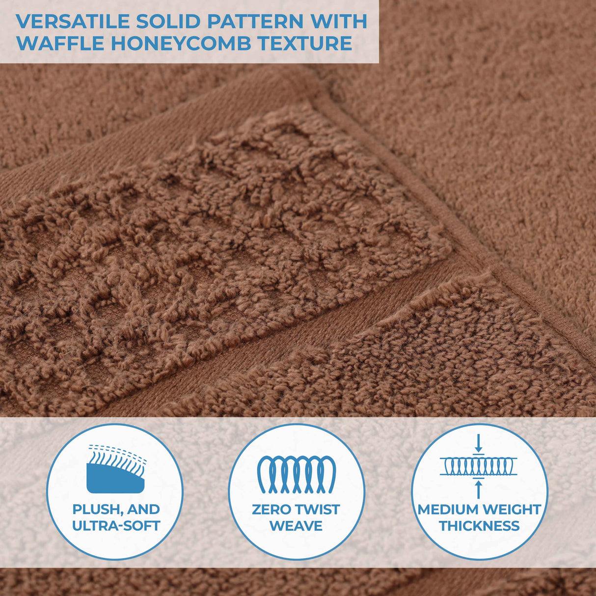 Napa Zero Twist Cotton Solid Waffle Honeycomb Bath Towel Set of 3 - Bath Towel by Superior Brand