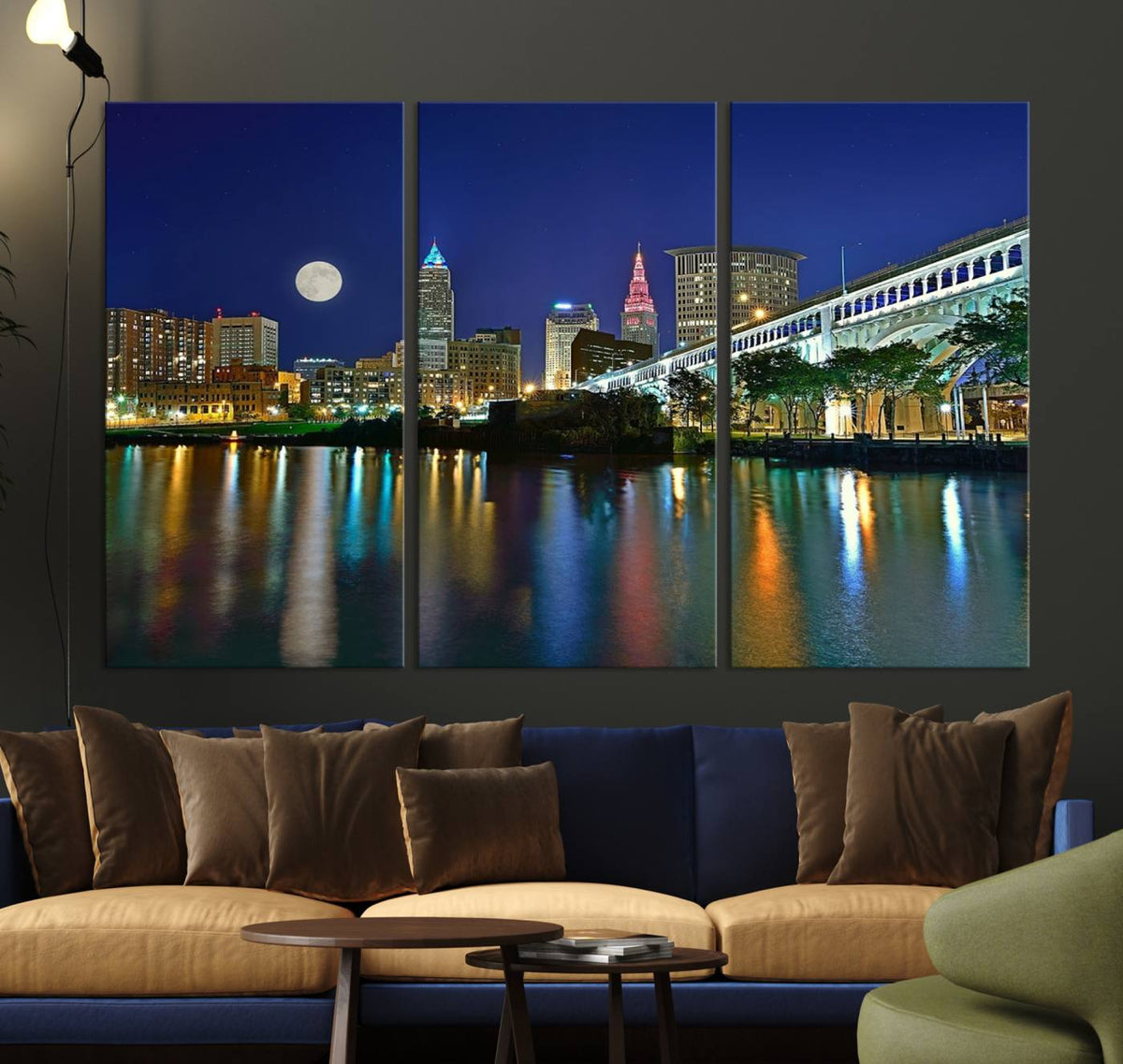 Cleveland City Lights Night Skyline Wall Art Cityscape