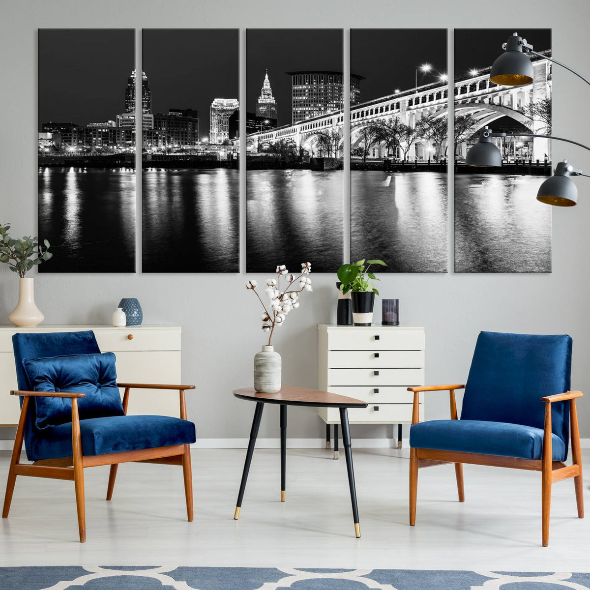 Cleveland Night Skyline Wall Art City Cityscape Canvas Print