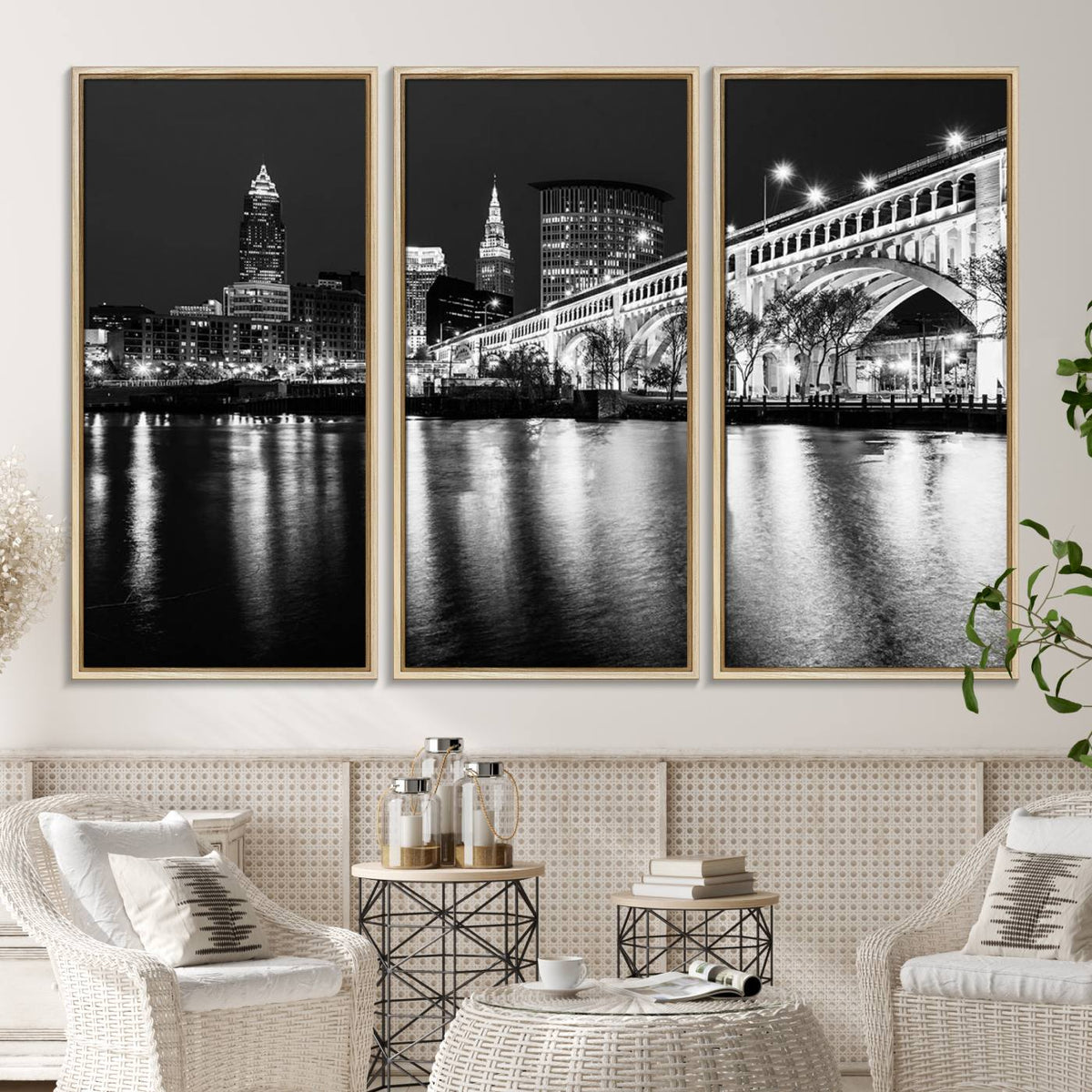 Cleveland Night Skyline Wall Art City Cityscape Canvas Print