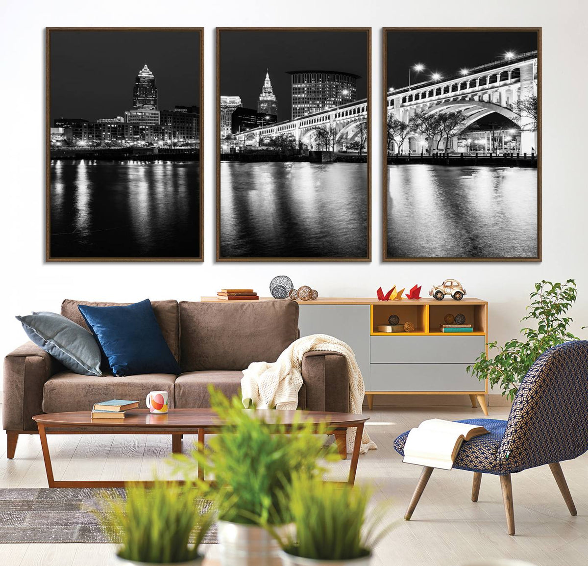 Cleveland Night Skyline Wall Art City Cityscape Canvas Print
