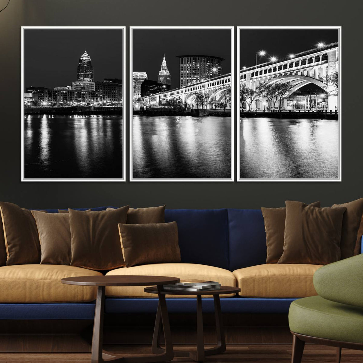 Cleveland Night Skyline Wall Art City Cityscape Canvas Print