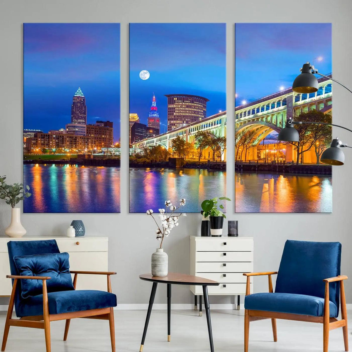 Cleveland Night Skyline Wall Art City Cityscape Canvas Print