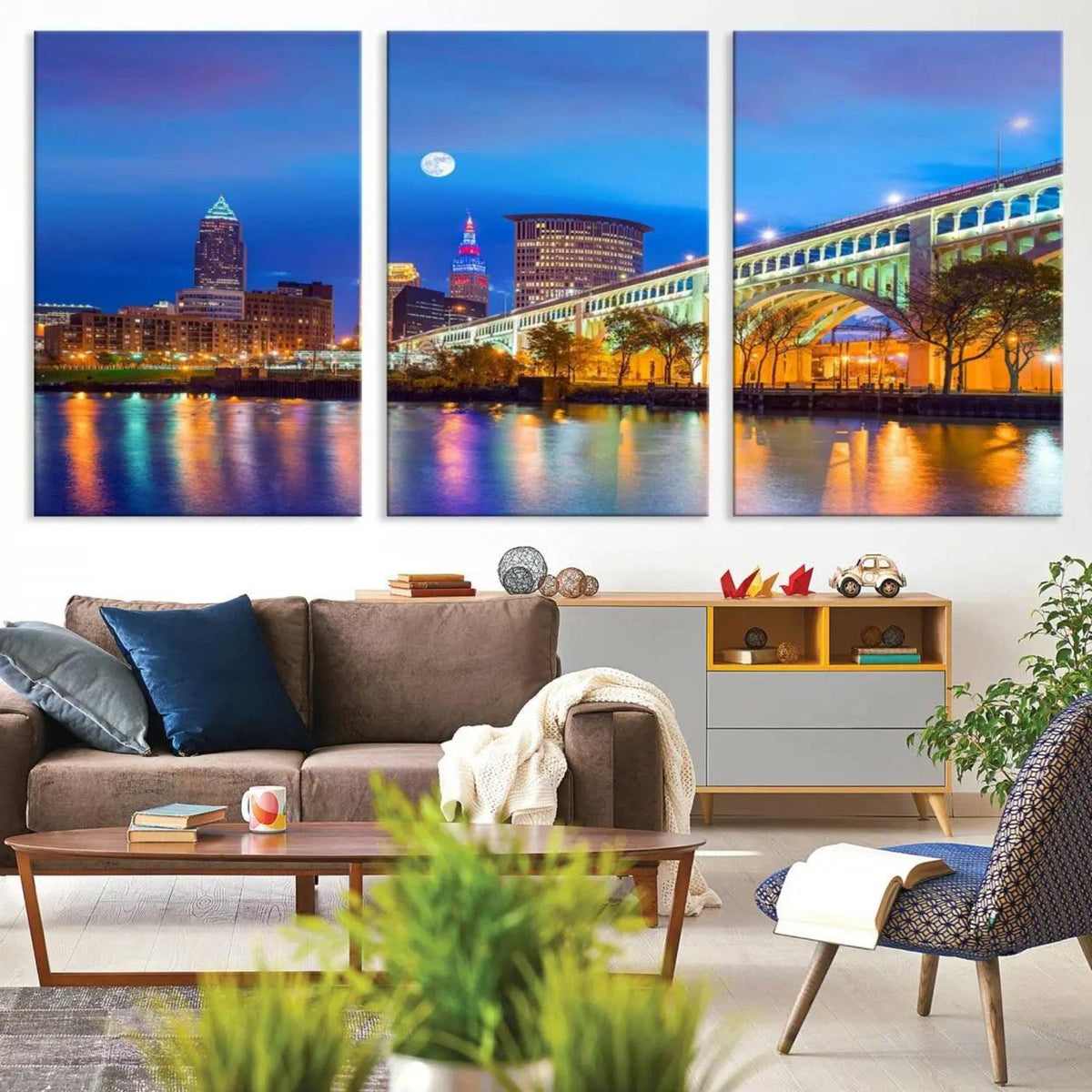 Cleveland Night Skyline Wall Art City Cityscape Canvas Print
