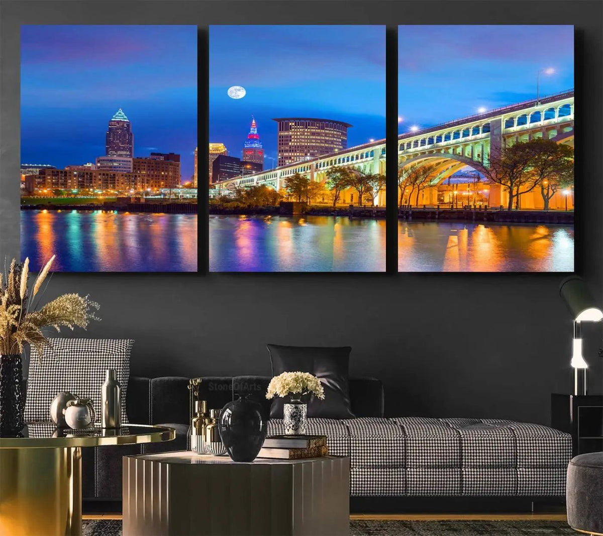 Cleveland Night Skyline Wall Art City Cityscape Canvas Print