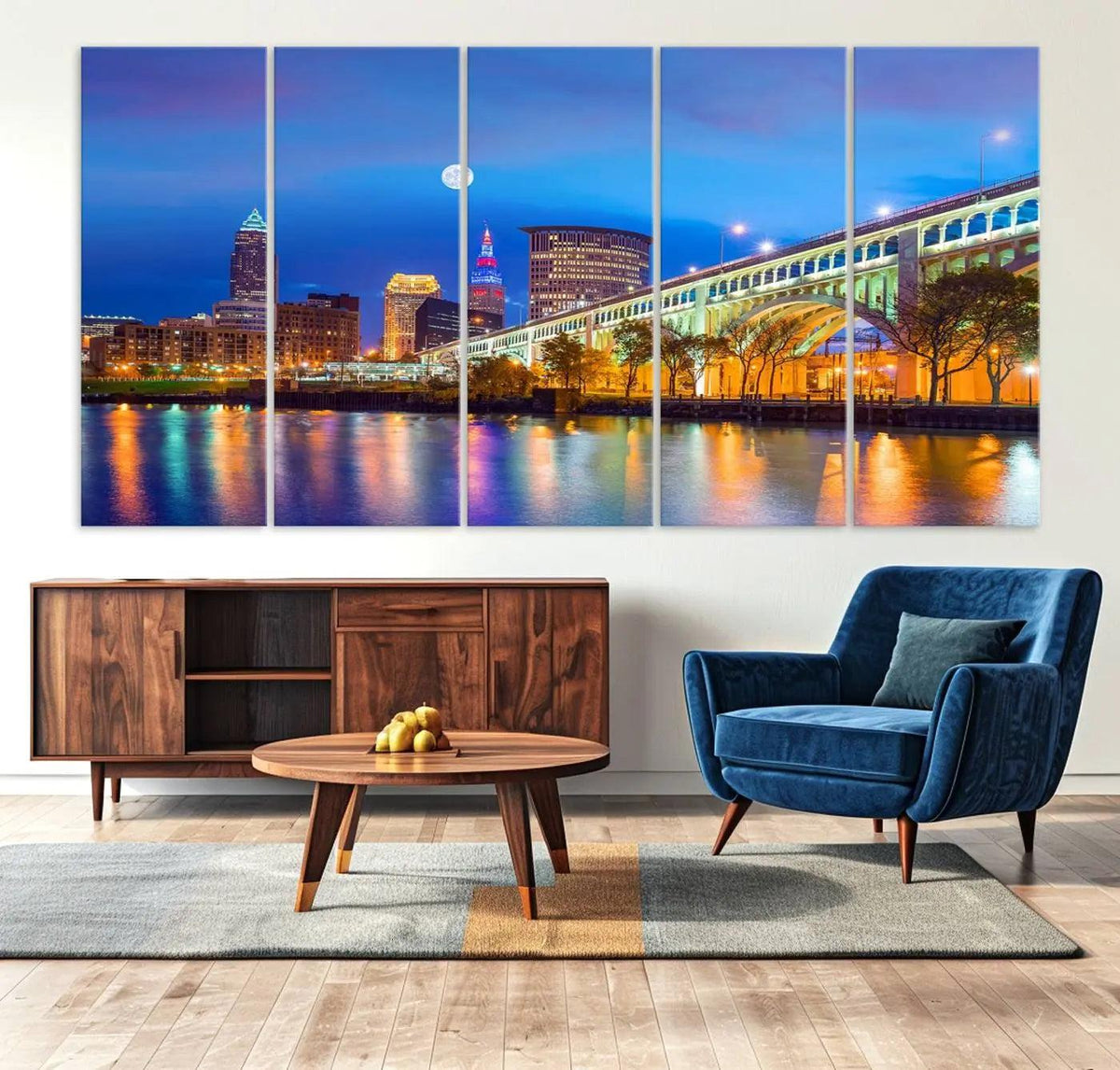 Cleveland Night Skyline Wall Art City Cityscape Canvas Print