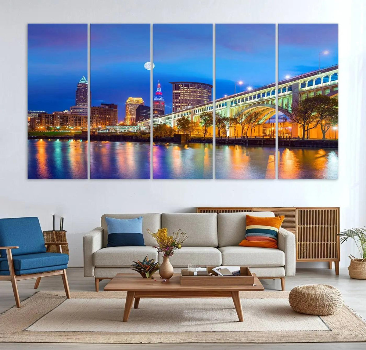 Cleveland Night Skyline Wall Art City Cityscape Canvas Print