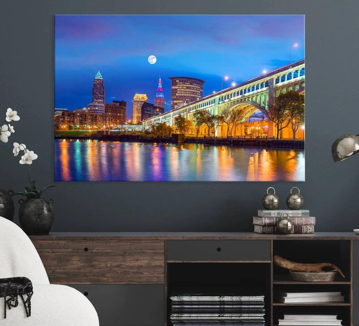 Cleveland Night Skyline Wall Art City Cityscape Canvas Print