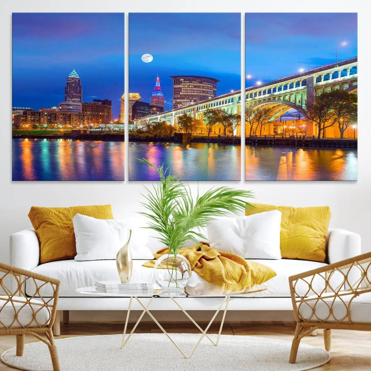 Cleveland Night Skyline Wall Art City Cityscape Canvas Print