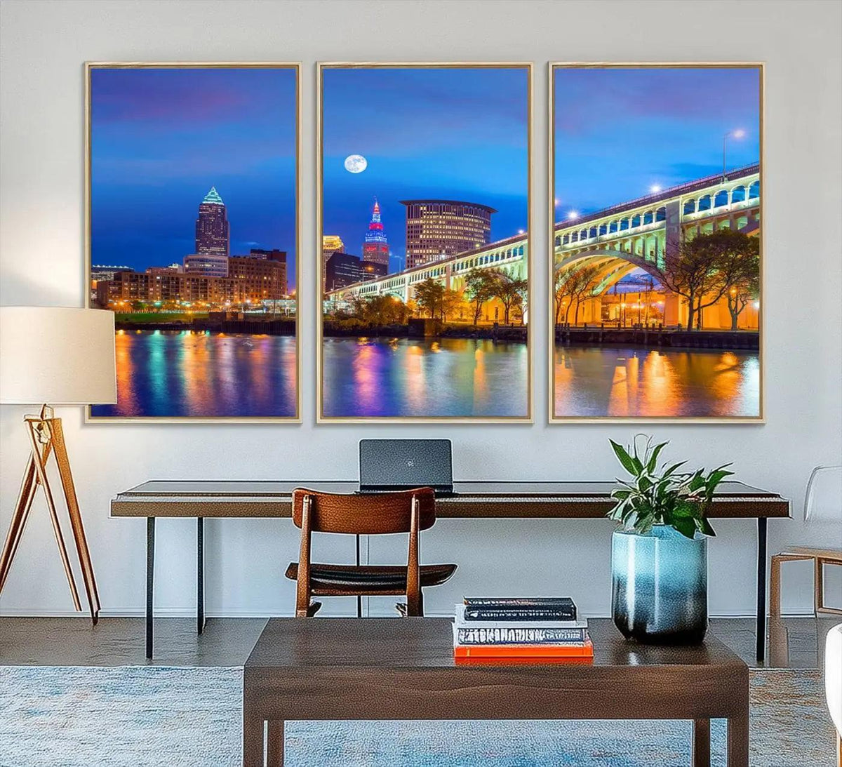 Cleveland Night Skyline Wall Art City Cityscape Canvas Print