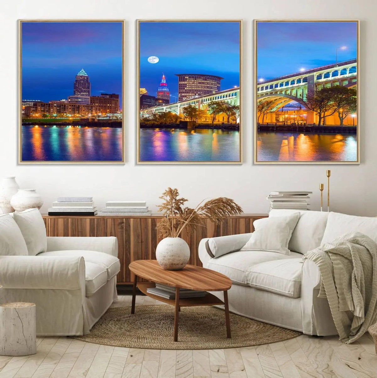 Cleveland Night Skyline Wall Art City Cityscape Canvas Print