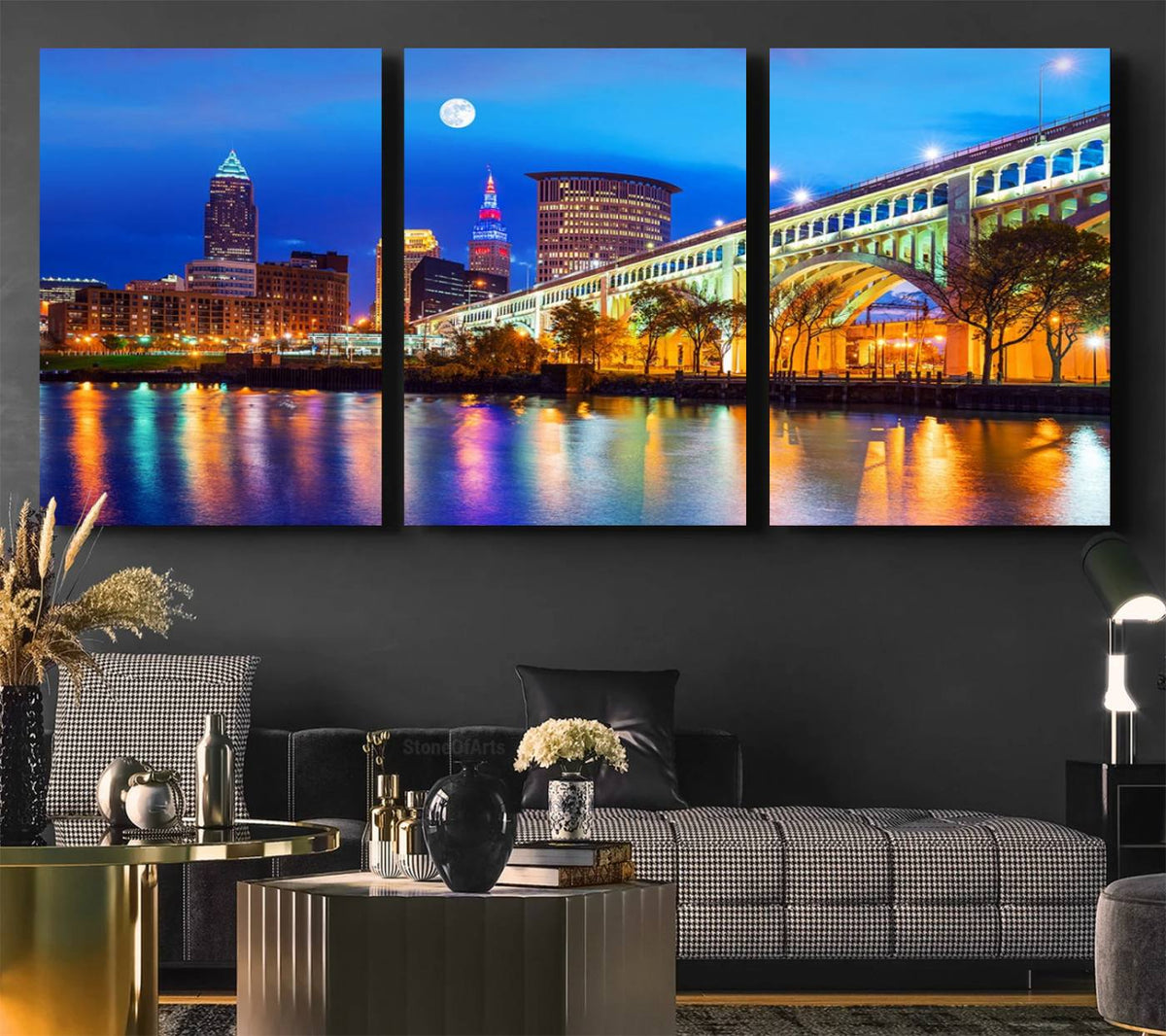 Cleveland Night Skyline Wall Art City Cityscape Canvas Print