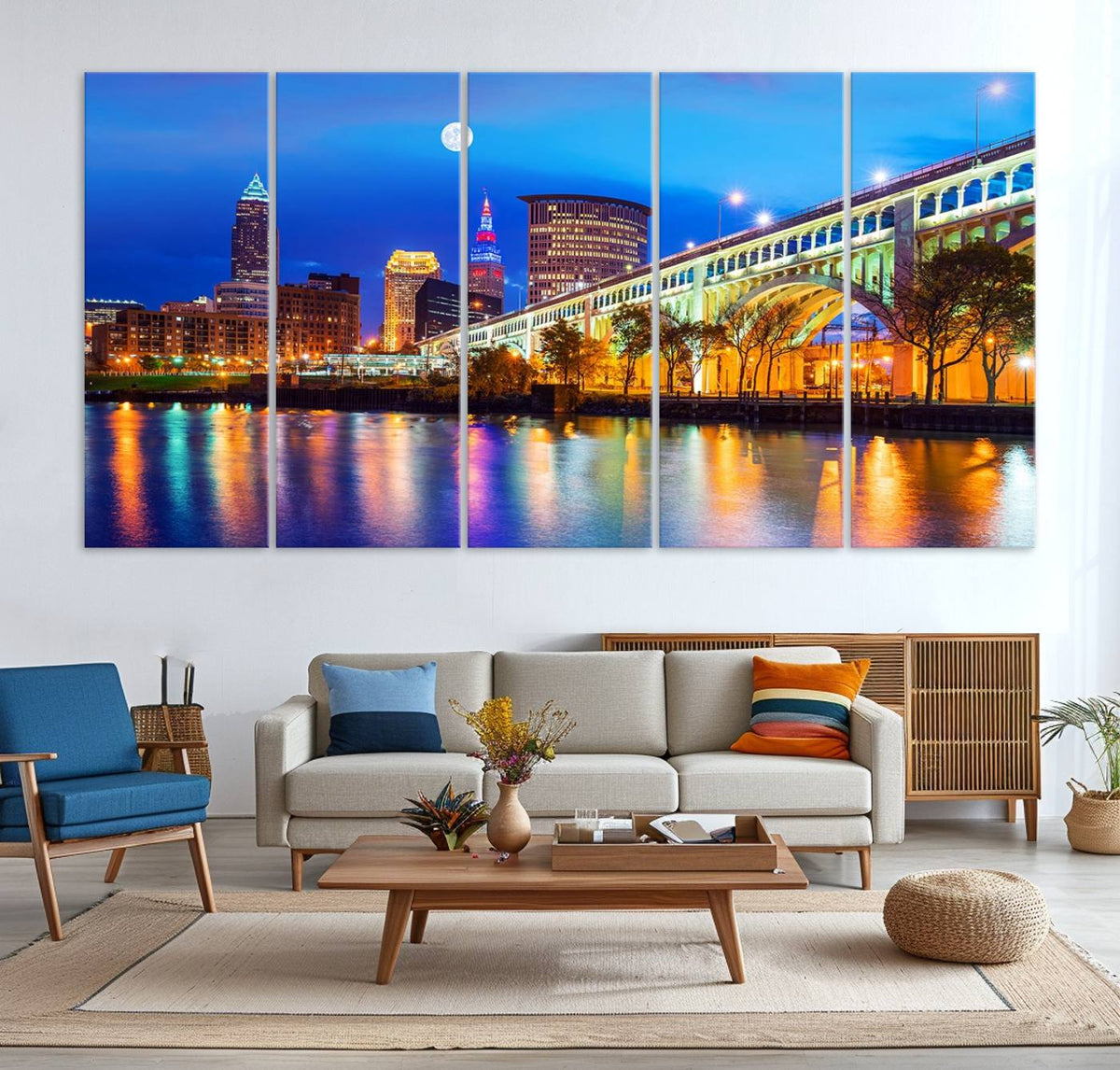 Cleveland Night Skyline Wall Art City Cityscape Canvas Print