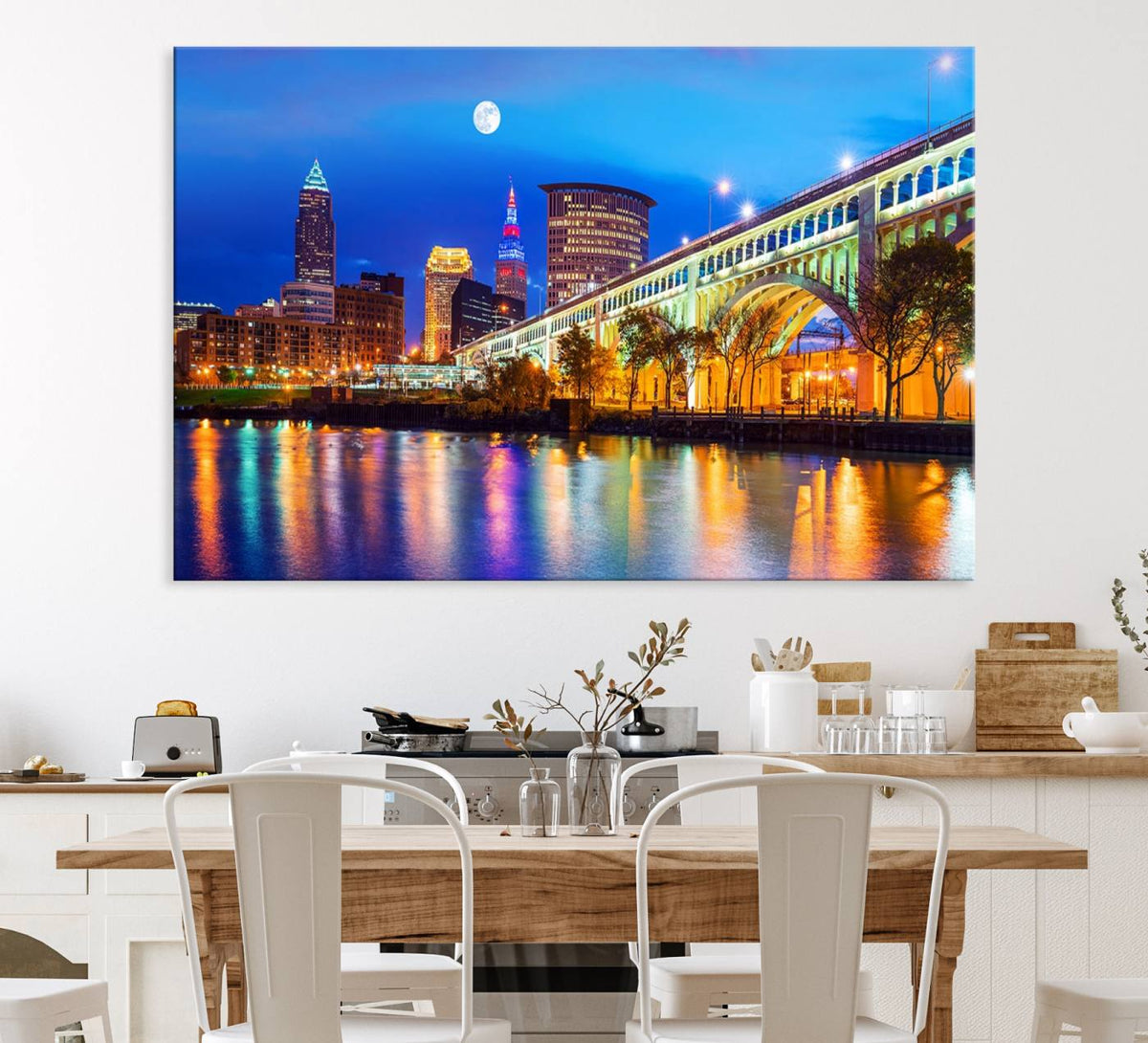 Cleveland Night Skyline Wall Art City Cityscape Canvas Print