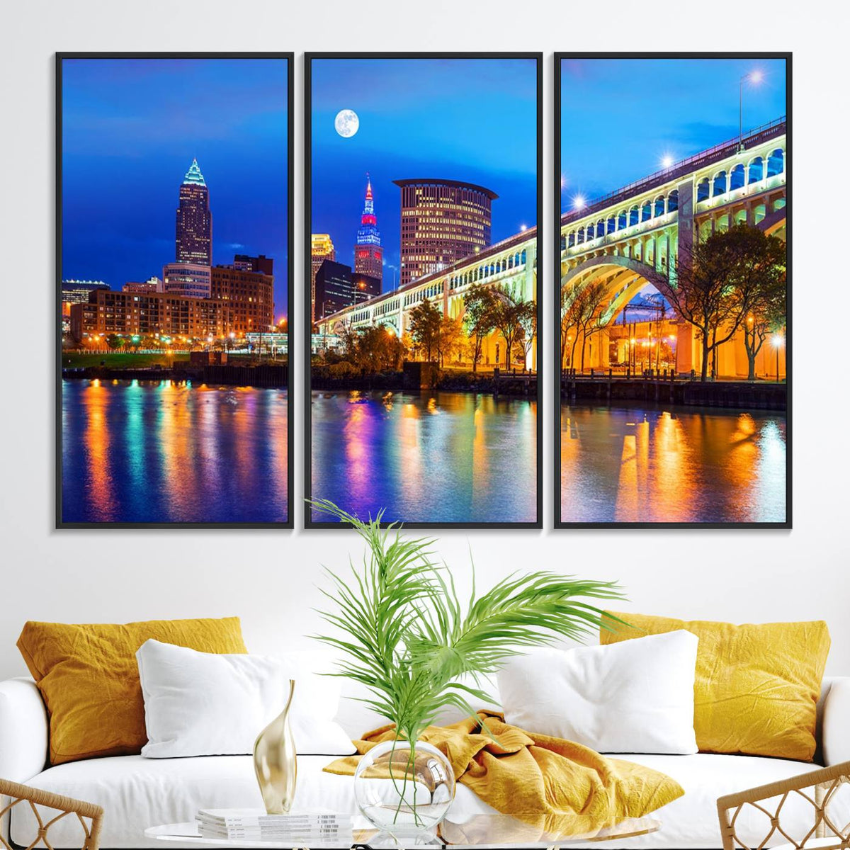Cleveland Night Skyline Wall Art City Cityscape Canvas Print