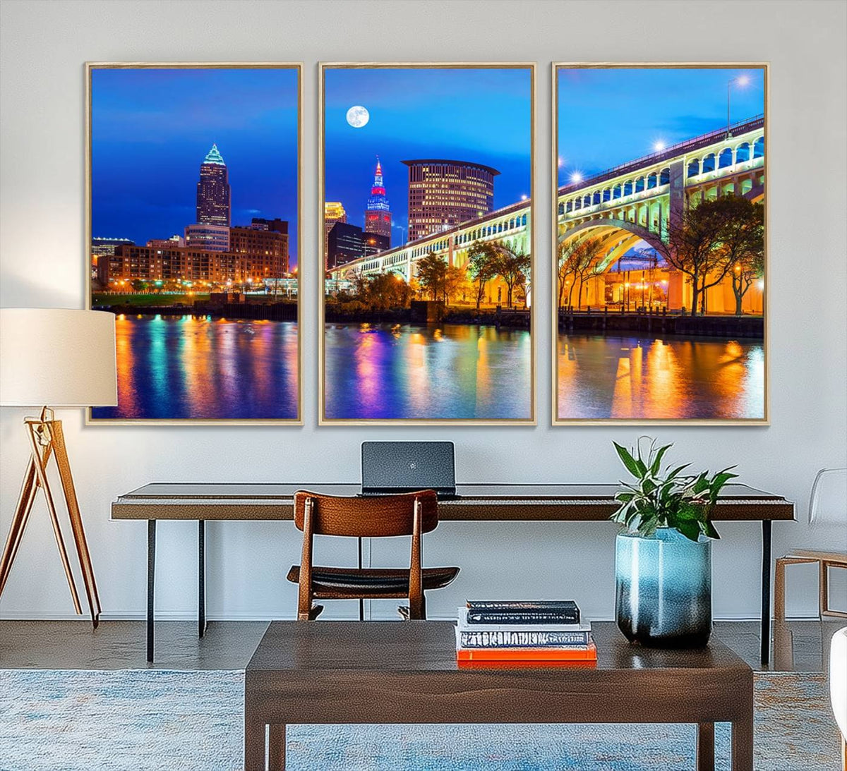 Cleveland Night Skyline Wall Art City Cityscape Canvas Print