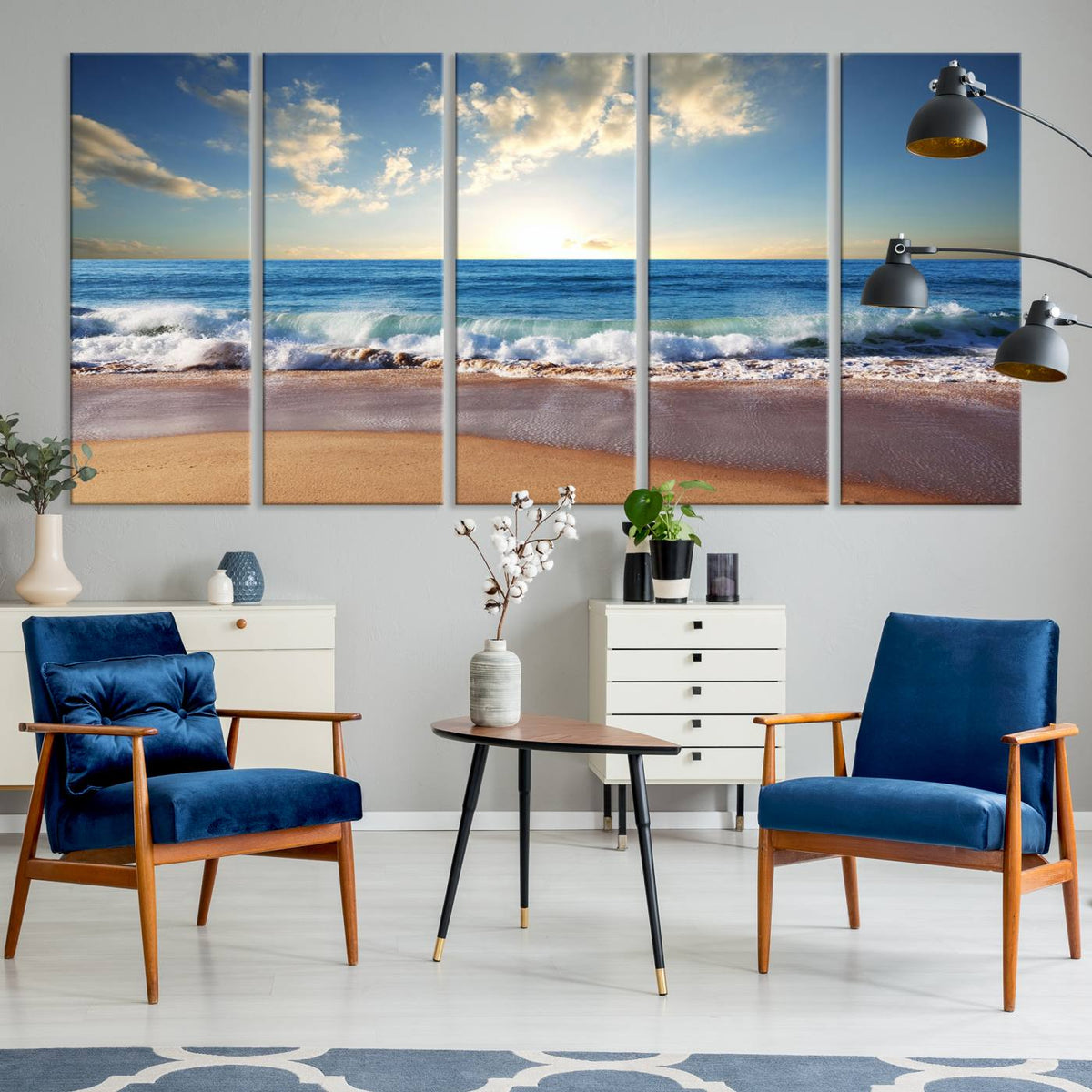 Coastal Tropical Beach Sunset Canvas Wall Art Print