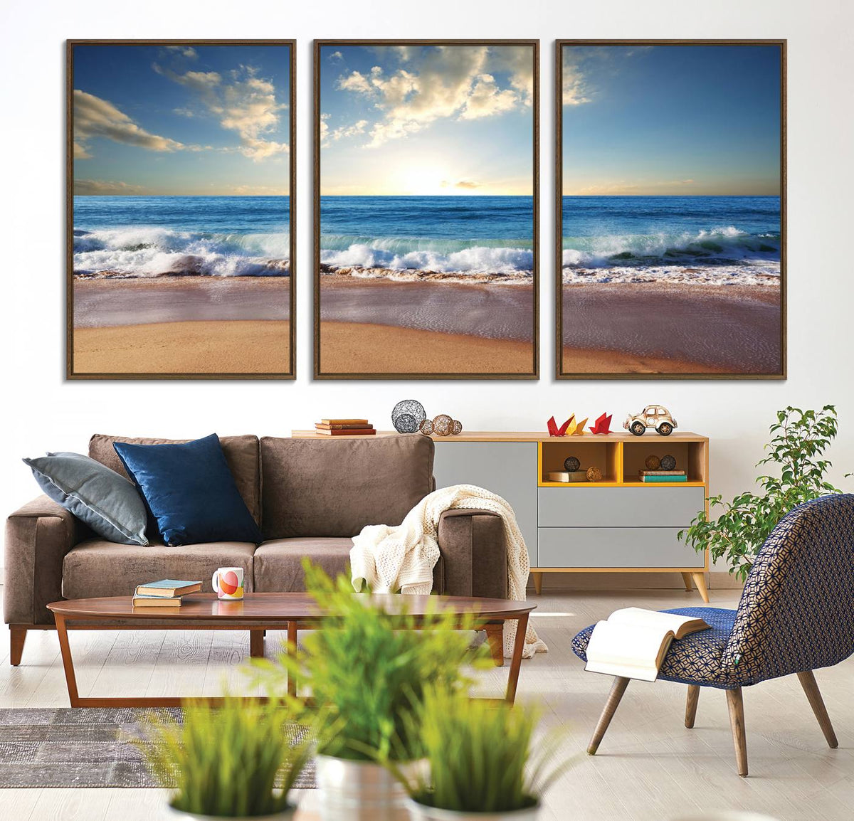 Coastal Tropical Beach Sunset Canvas Wall Art Print
