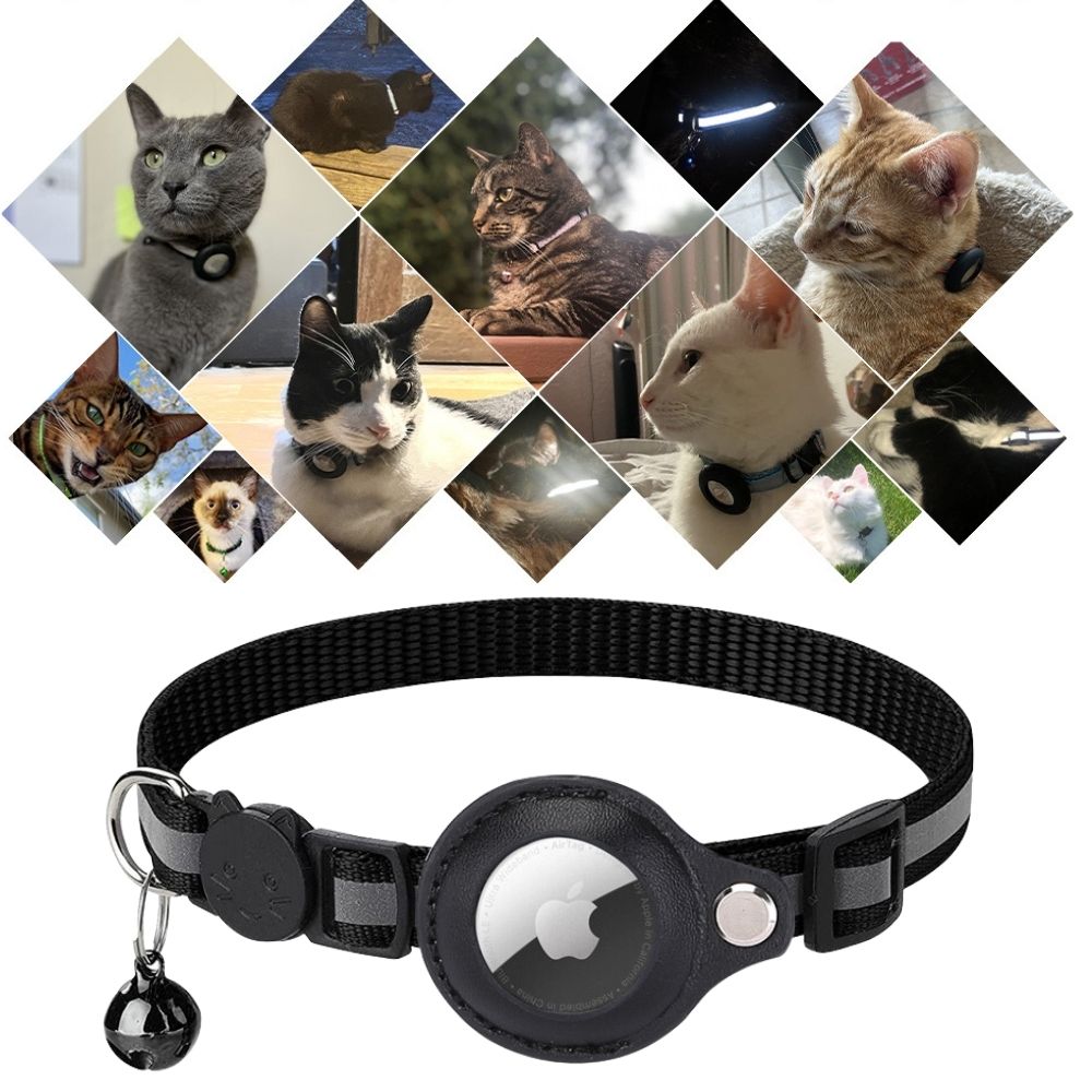 Reflective Cat Collar with GPS Tracker Holder Breakaway Safety Collar