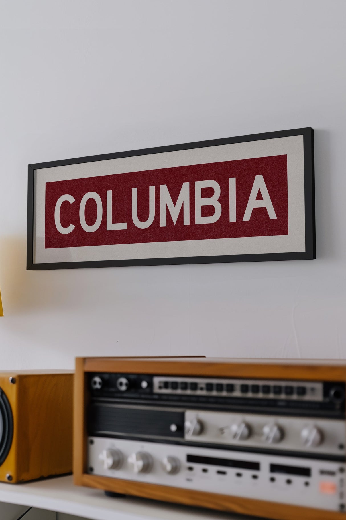 Framed Columbia Scarlet Bus Scroll