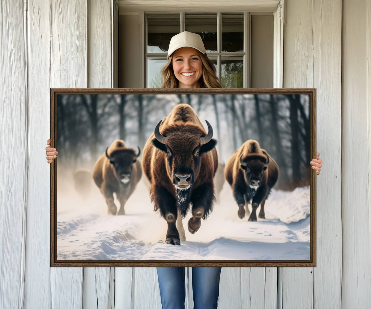 Cow Bighorn Wall Art Canvas Print – Longhorn Texas Large