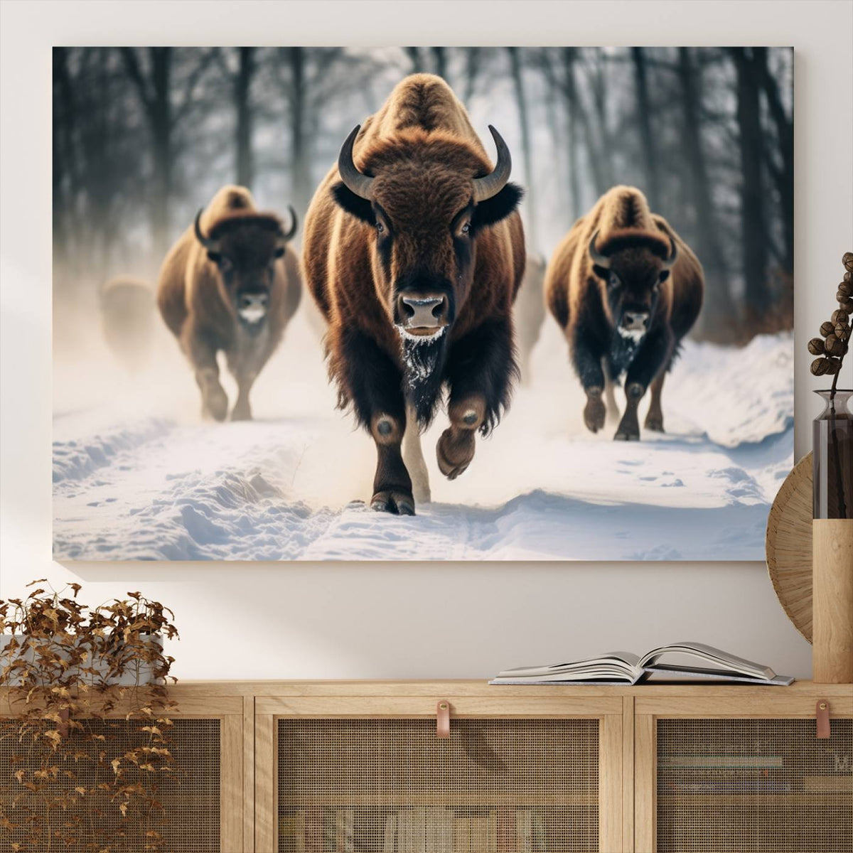 Cow Bighorn Wall Art Canvas Print – Longhorn Texas Large