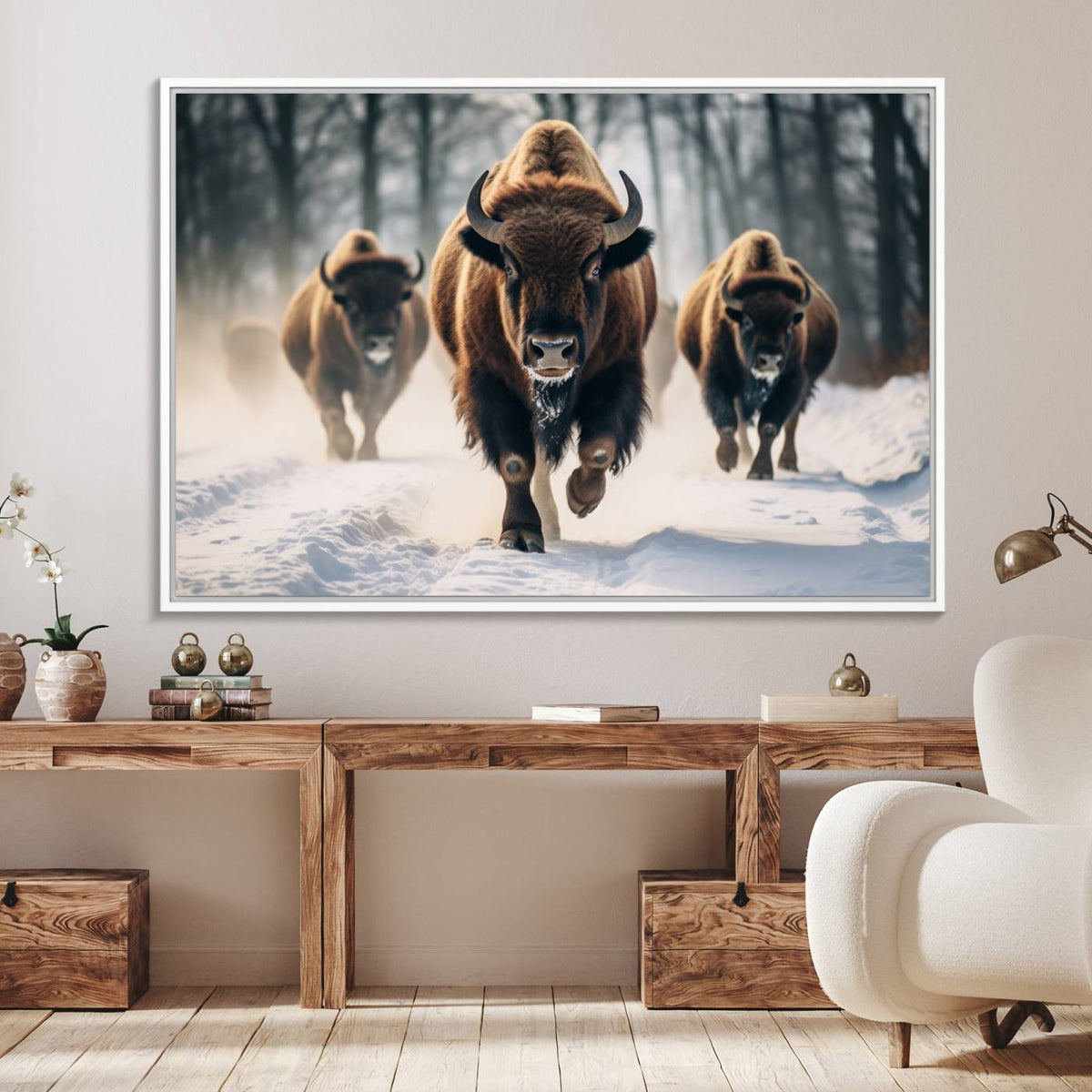 Cow Bighorn Wall Art Canvas Print – Longhorn Texas Large