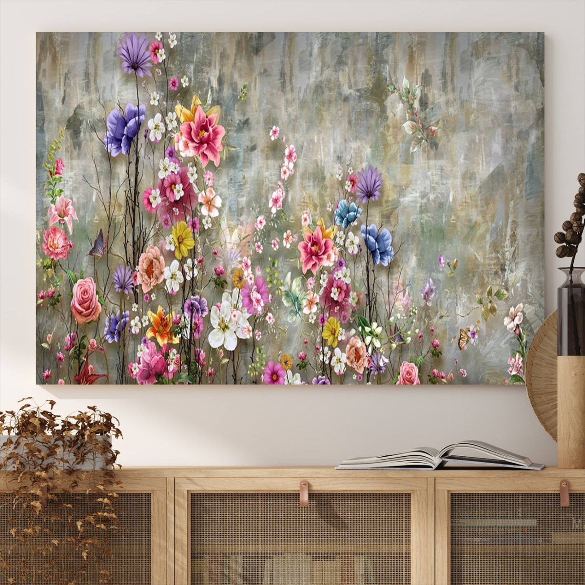 Cozy Flowers Painting on Canvas Wall Art Floral Canvas Print