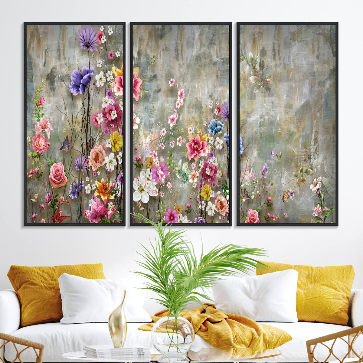Cozy Flowers Painting on Canvas Wall Art Floral Canvas Print