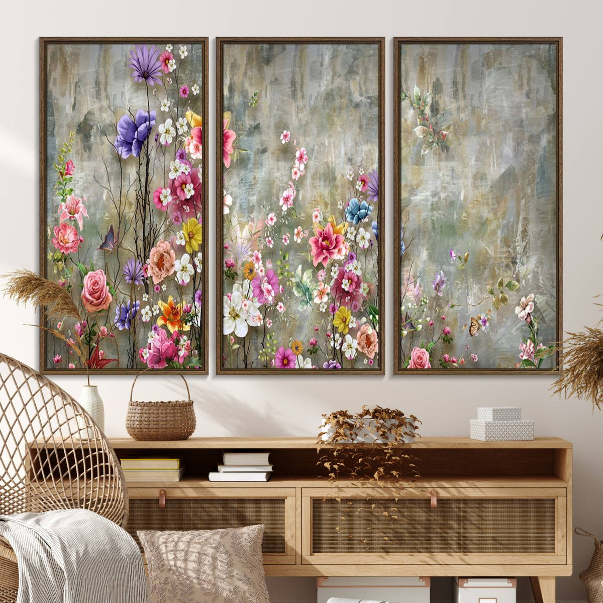 Cozy Flowers Painting on Canvas Wall Art Floral Canvas Print