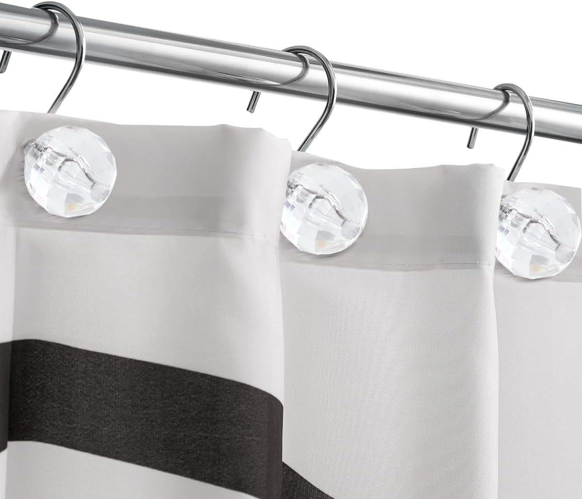 Set of 12 Rust Resistant Shower Curtain Hooks - 6 Designs