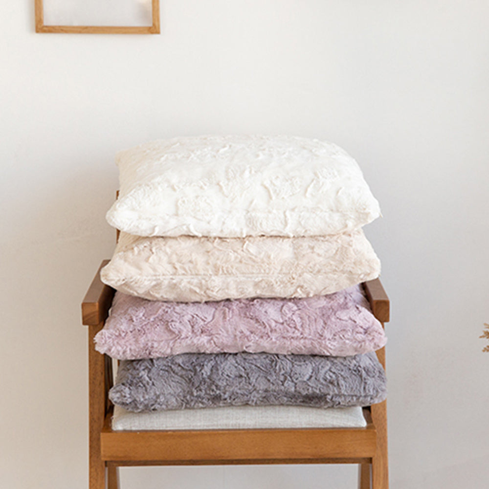 Set of 4 Double sides furry throw pillow case and insert 18"x18" square