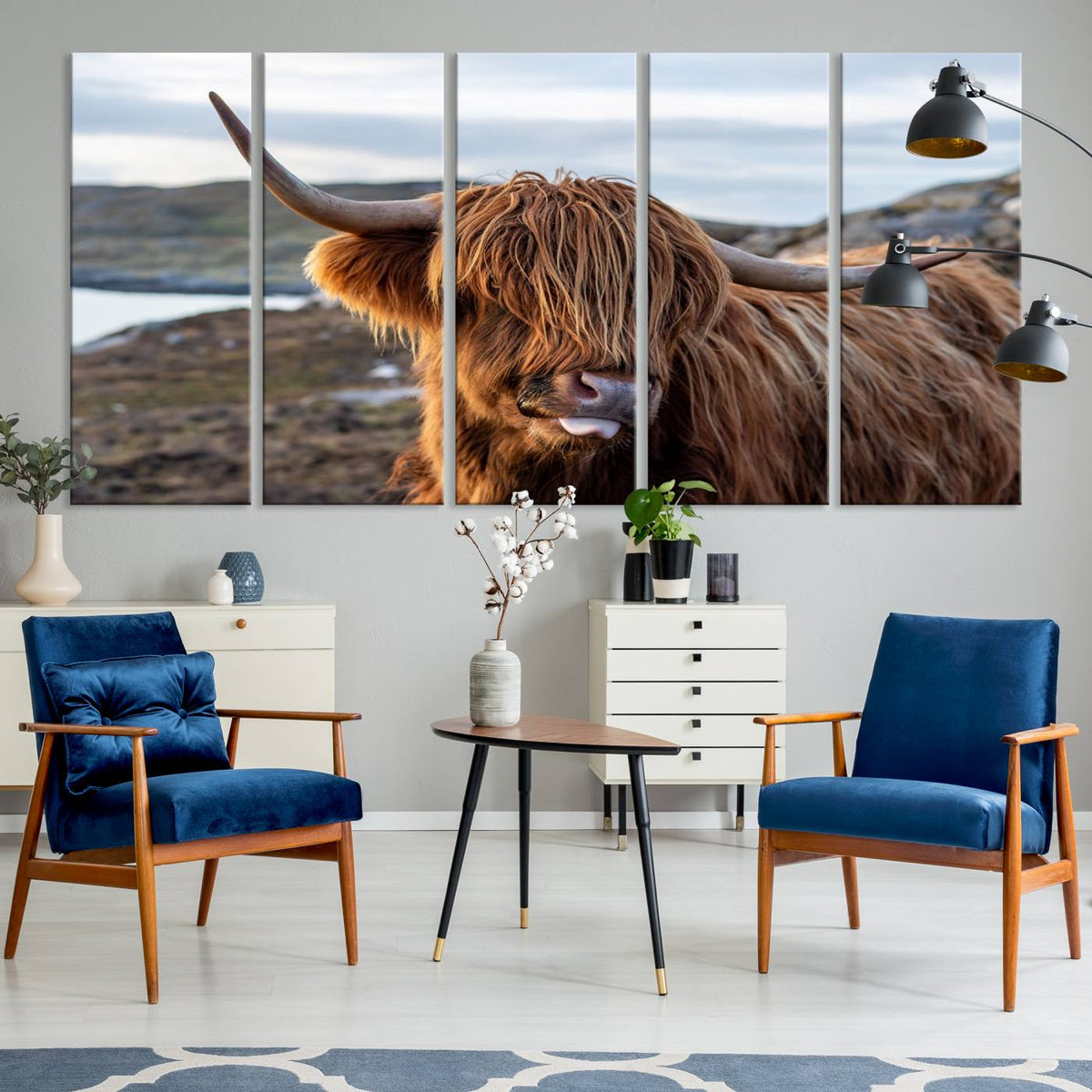 Cuddly Highland Cow Canvas Photo Wall Art Print Highlands