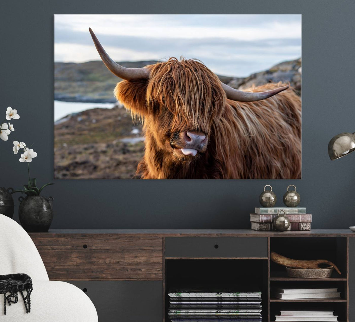 Cuddly Highland Cow Canvas Photo Wall Art Print Highlands