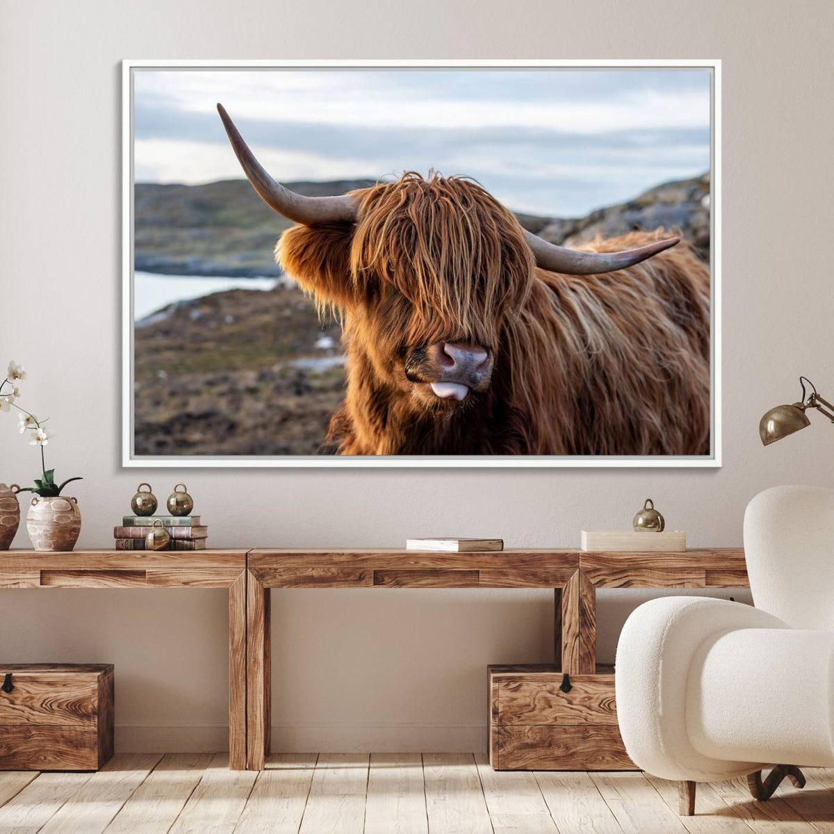 Cuddly Highland Cow Canvas Photo Wall Art Print Highlands