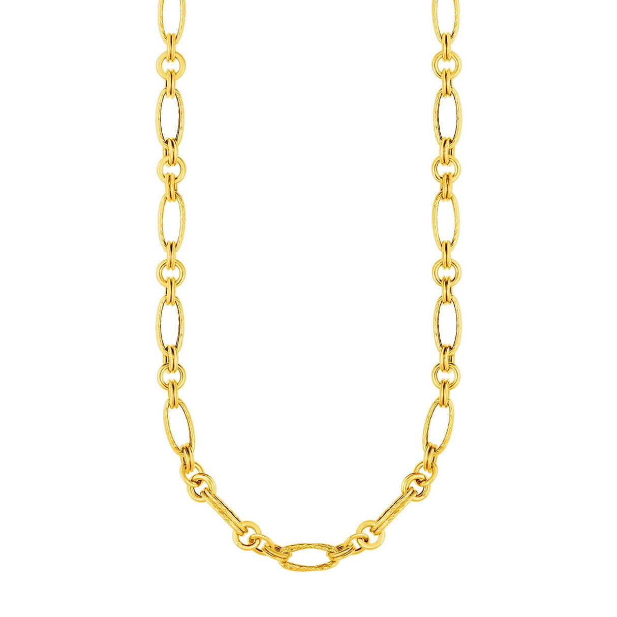 14k Yellow Gold Twisted and Polished Link Necklace