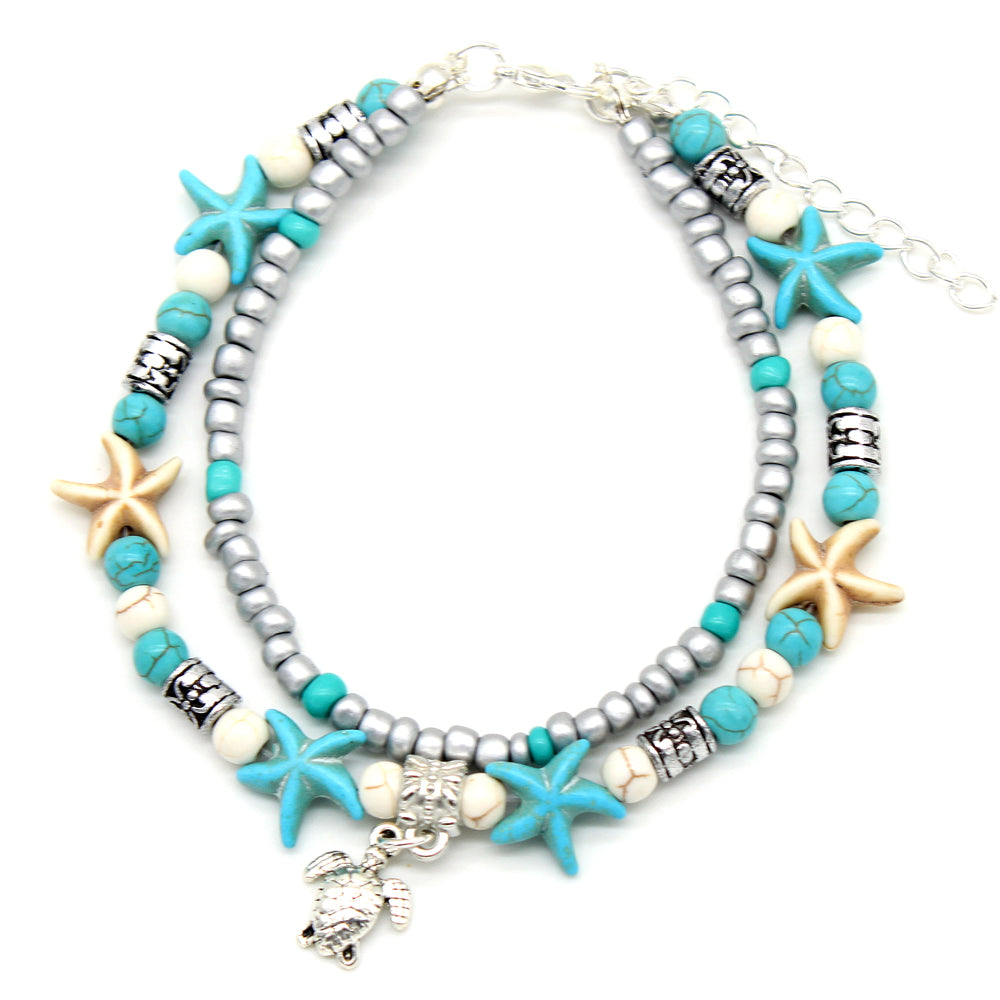 Turquoise-Turtle--Two-Row-Anklets-Anklets