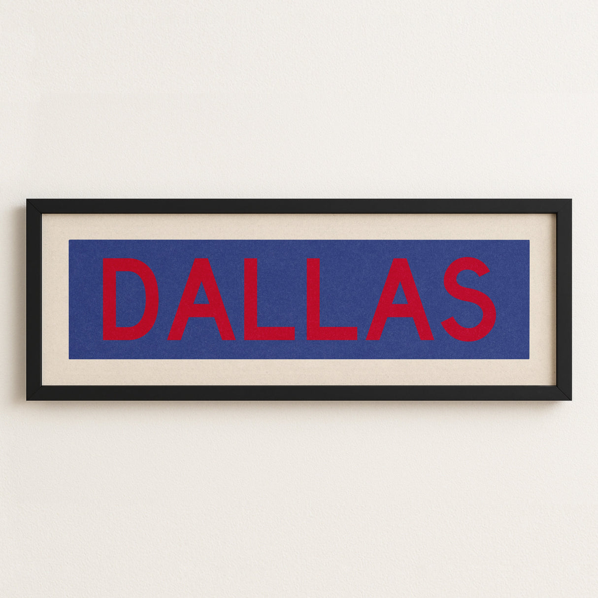 Framed Dallas Blue and Red Bus Scroll
