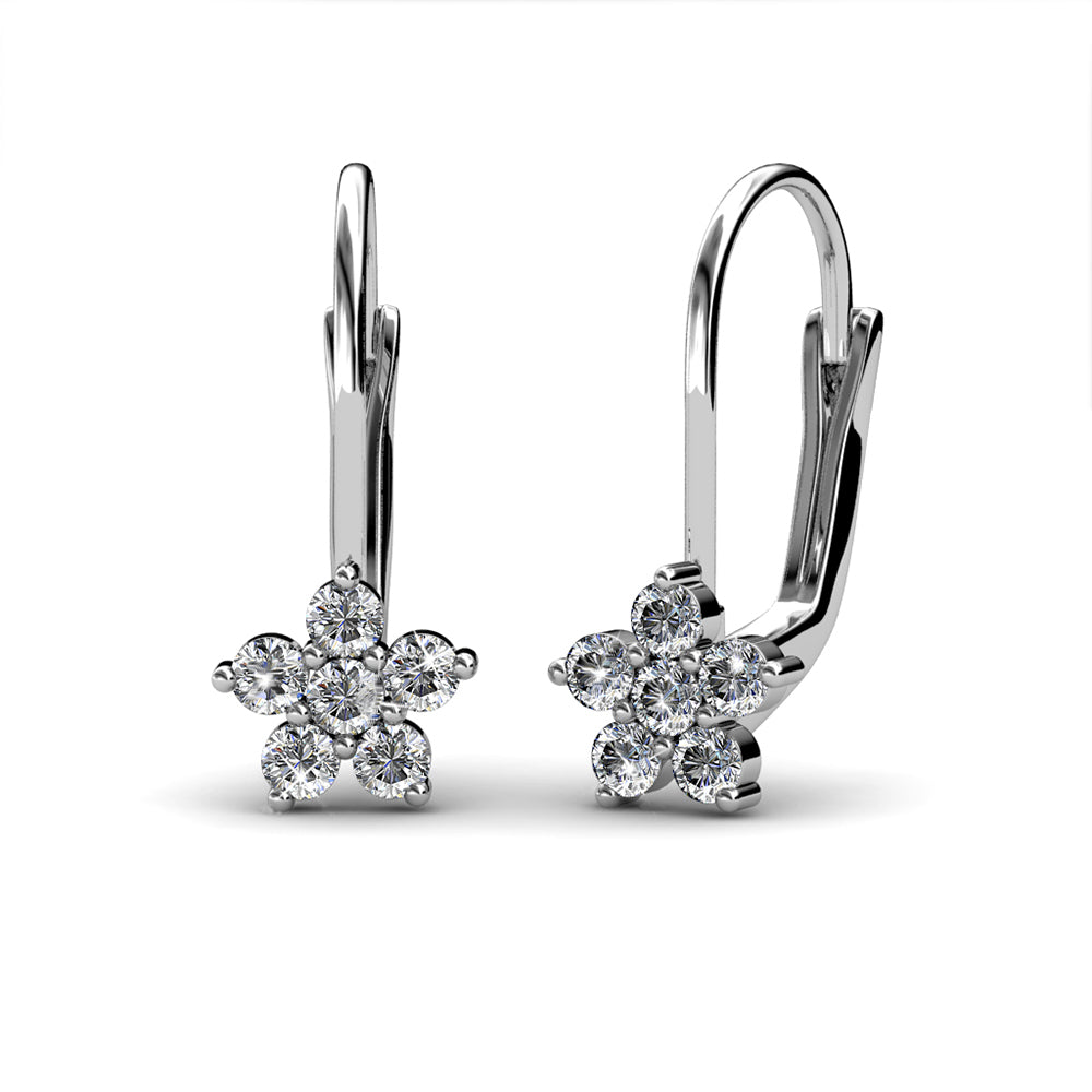 Swarovski-Crystal-Flower-Motif-Leverback-Earring-in-18k-White-Gold-Earrings