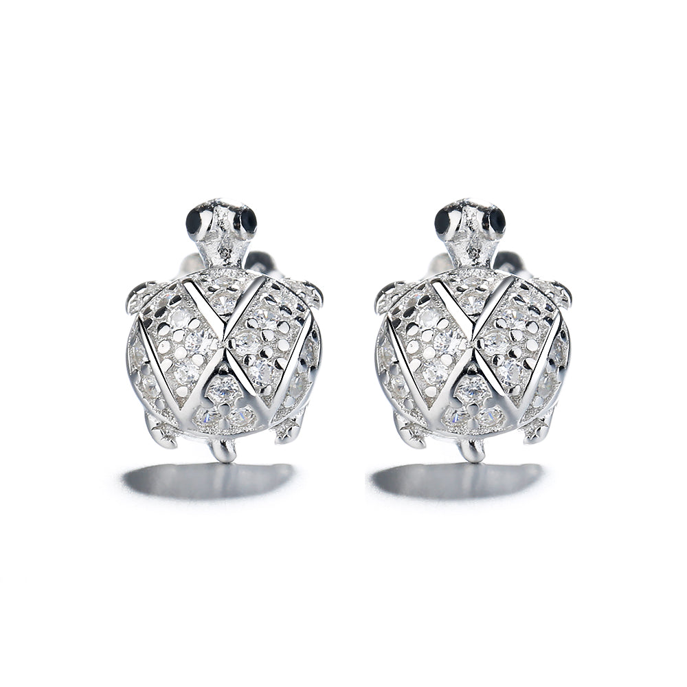 Sterling-Silver-Turtle-Stud-Earrings-With-Crystals-Earrings
