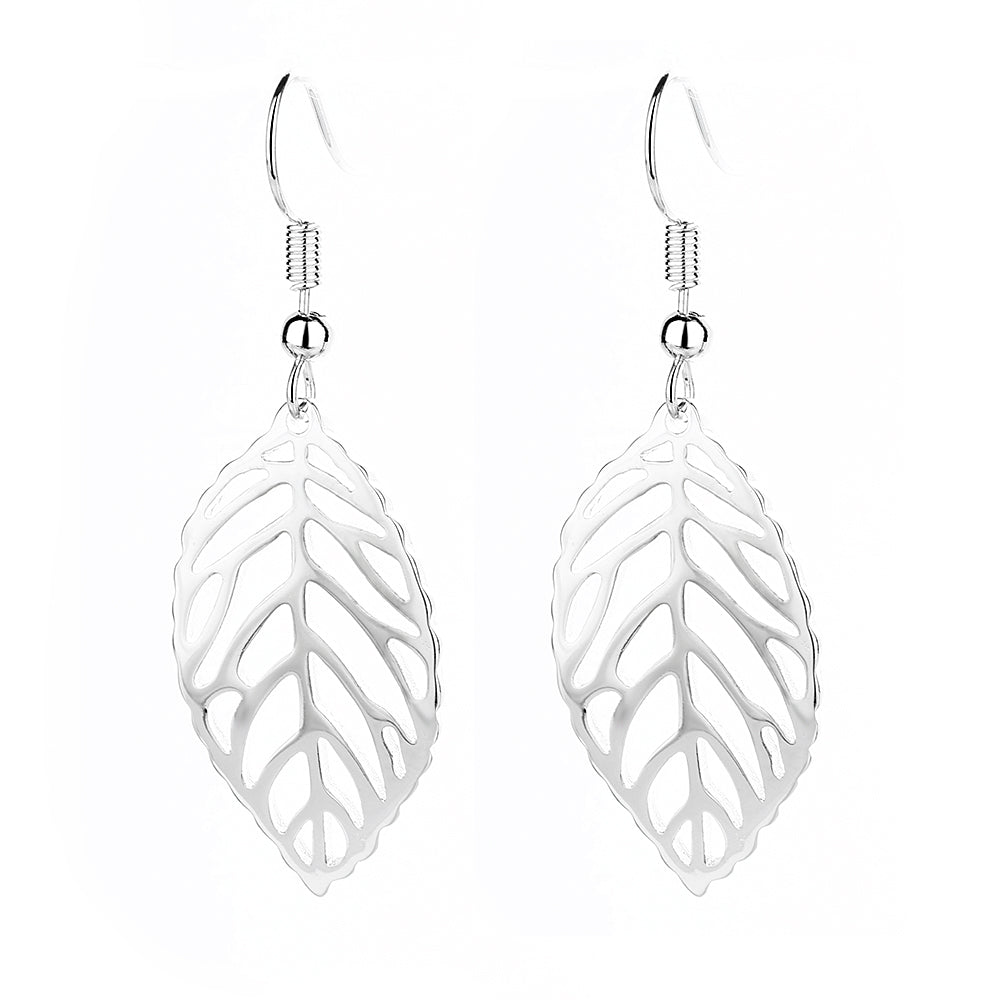 Sterling-Silver-Open-Leaf-Drop-Earrings-Earrings