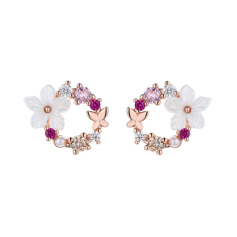 Sterling-Silver-Opal-&-Resin-Open-Flower-Earring-With-Swarovski-Earrings